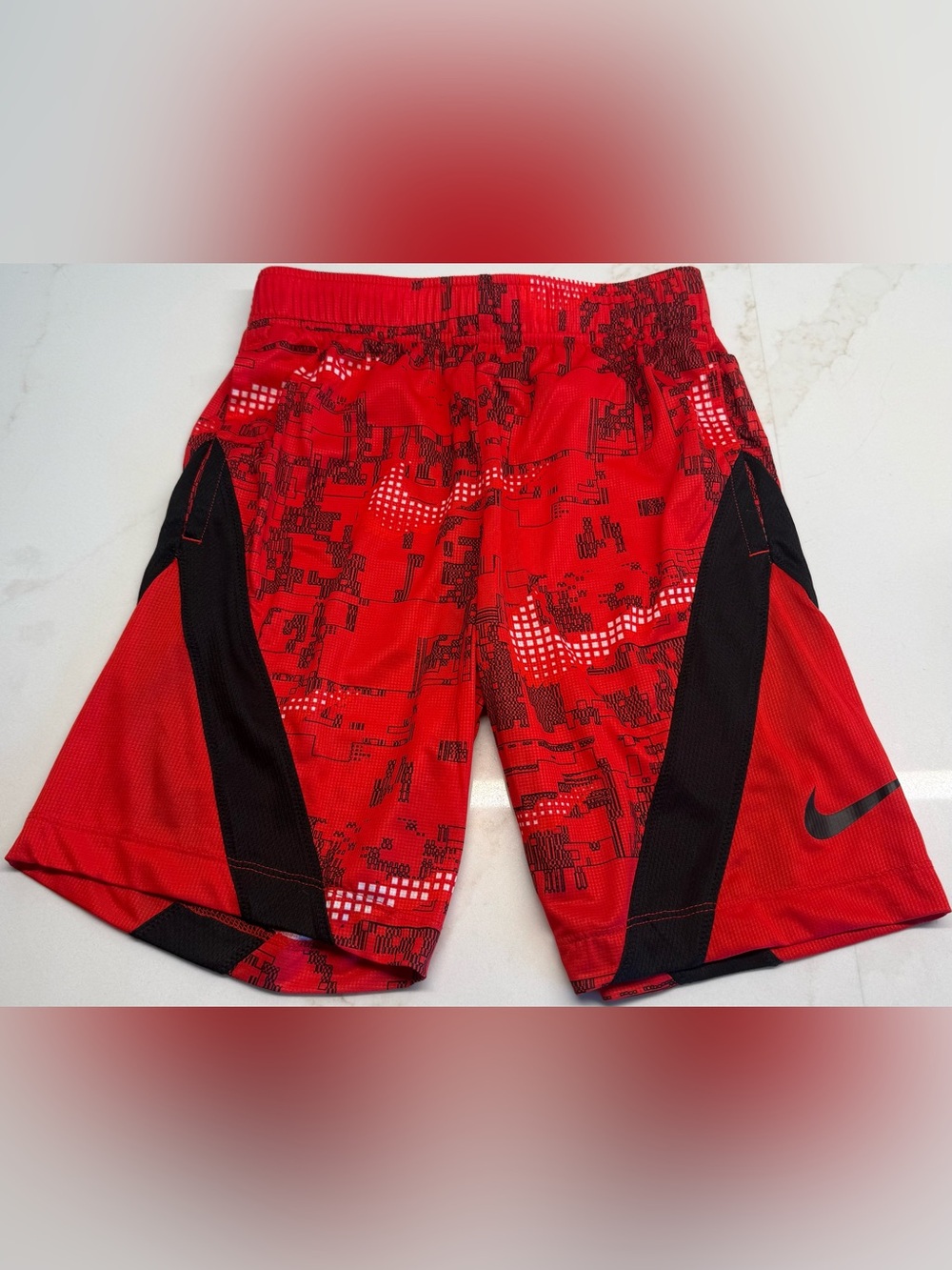 Nike Dri-FIT Boys Athletic Shorts Red Black Size S